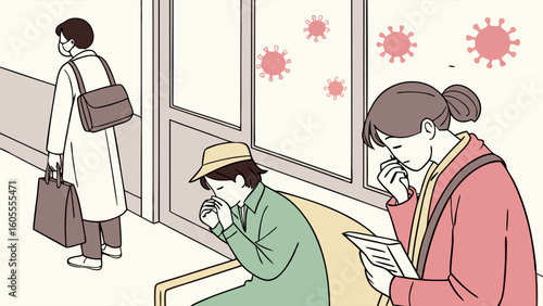 Public Health Concern: Virus Transmission in a Waiting Area with Sick and Masked Individuals