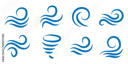 Wind icon Set wind blow line icon. Blowing wind outline icons. Windy weather symbol, logo - vectoron set on Transparent Background. EPS 10.