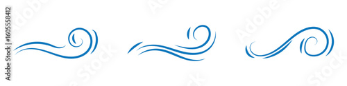 Wind blow line icon fresh vector cloud air isolated speed symbol. Wind blow air line icon logo.