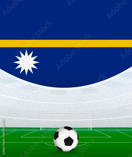 Nauru National Football Theme, Stadium and Soccer Ball. Soccer Match Concept in Nauru.