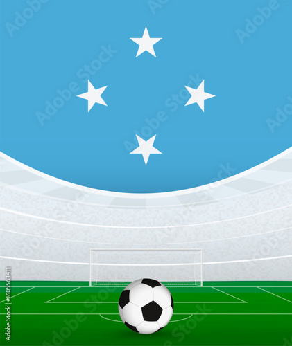 Micronesia National Football Theme, Stadium and Soccer Ball. Soccer Match Concept in Micronesia.