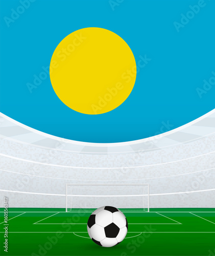 Palau National Football Theme, Stadium and Soccer Ball. Soccer Match Concept in Palau.