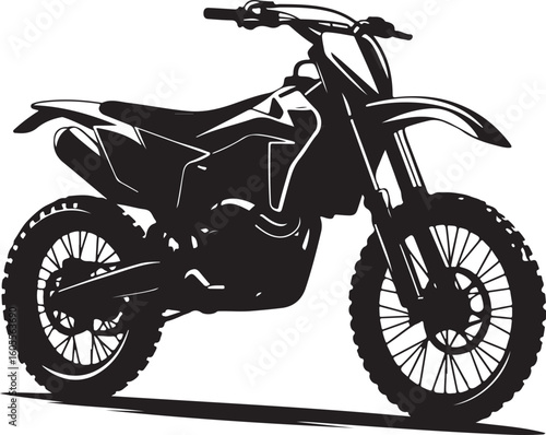 Off-Road Motorcycle Clipart | Bold Black Dirt Bike Icon

