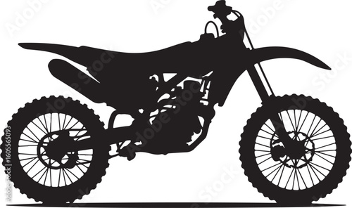 Dirt Bike Silhouette Vector | Black Off-Road Motorcycle Art

