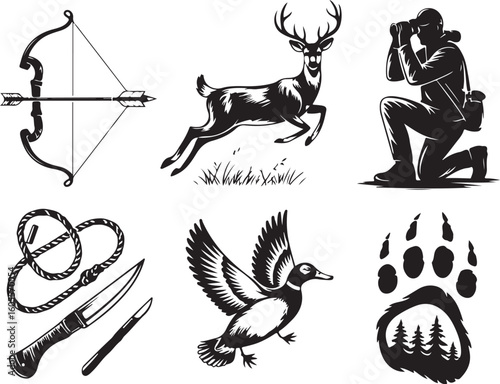 Wild Animal Tracks Clipart | Hunting Tools and Nature Icons

