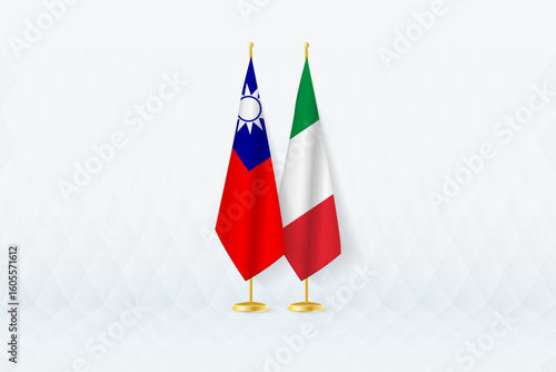 Taiwan and Italy Flags Side by Side, Symbol of International Partnership.
