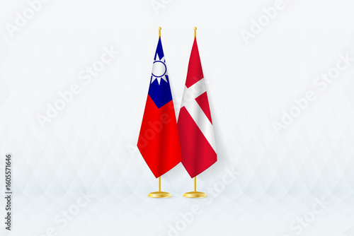 Taiwan and Denmark Flags Side by Side, Symbol of International Partnership.