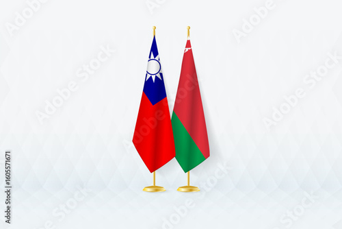 Taiwan and Belarus Flags Side by Side, Symbol of International Partnership.