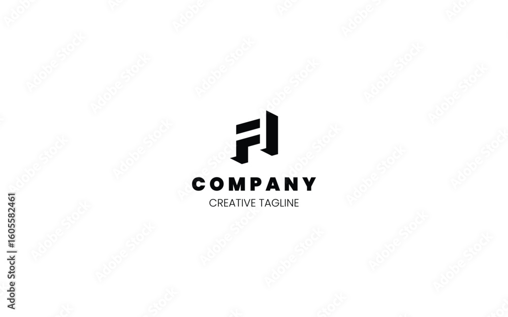 3D monochrome logo design template with letter A in isometric bottom left view