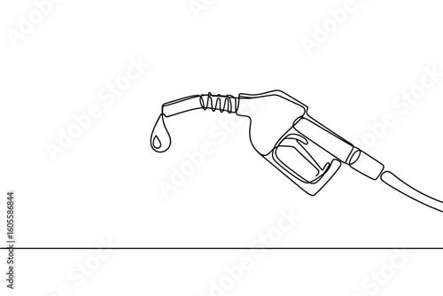 Line art illustration of a fueling nozzle with a dripping liquid