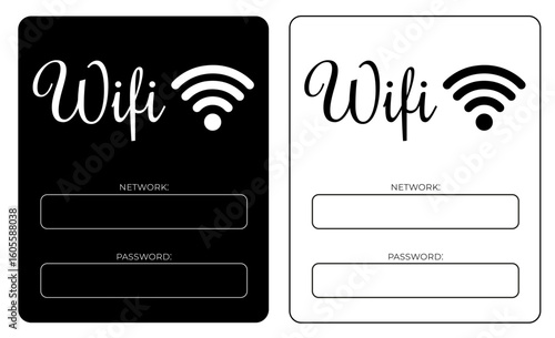 WiFi Password Sign Set – Editable Network Access Posters in Black and White