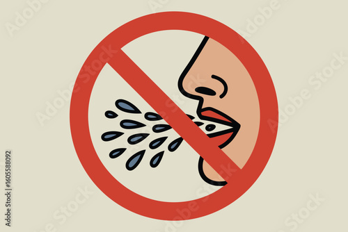 Illustration of a prohibition sign against spitting
