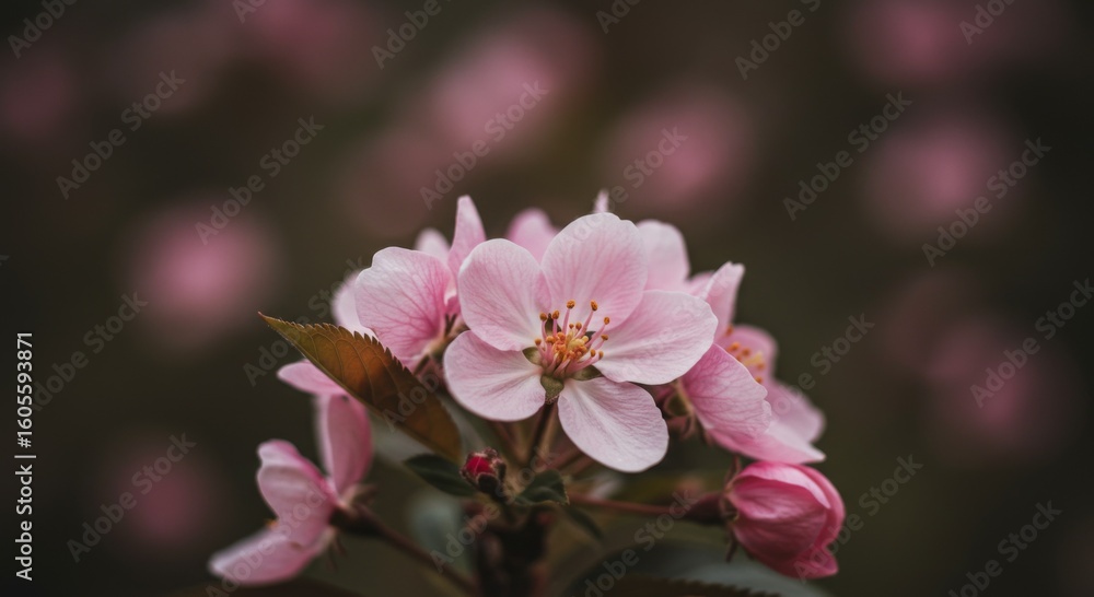 Close Up of Delicate Pink Blossoms with Soft Focus Background Close Up of Delicate Pink Blossoms with Soft Focus Background