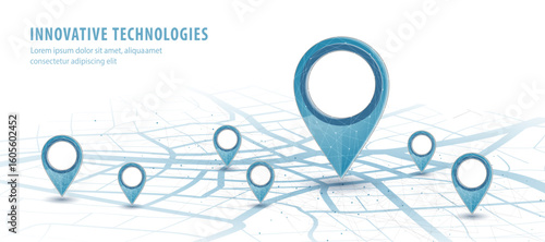 One abstract pin icon on the city map.