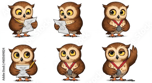 Wallpaper Mural Cartoon owls in various activities Torontodigital.ca