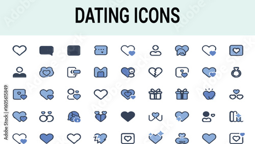 Blue Dating Icons Collection