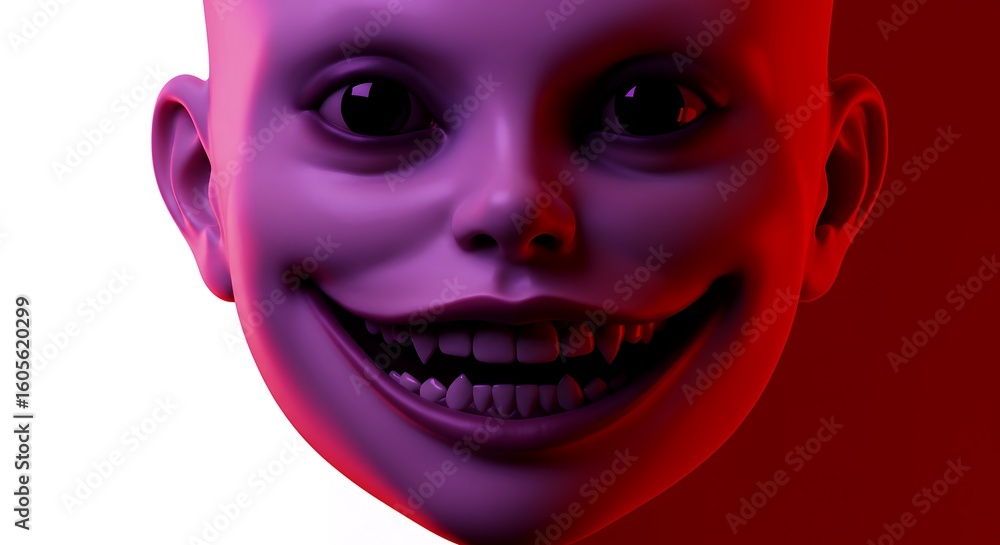 Obraz premium Digital childlike figure with grotesque expression