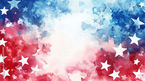 A patriotic watercolor banner adorned with stars captures the essence of national pride.