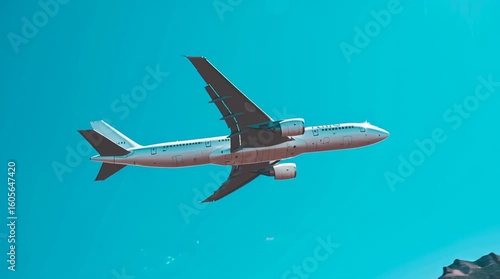 Wallpaper Mural Airplane flying in a clear blue sky with contrails visible against the azure backdrop on a sunny day Torontodigital.ca