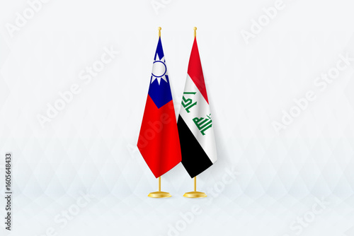 Taiwan and Iraq Flags Side by Side, Symbol of International Partnership.
