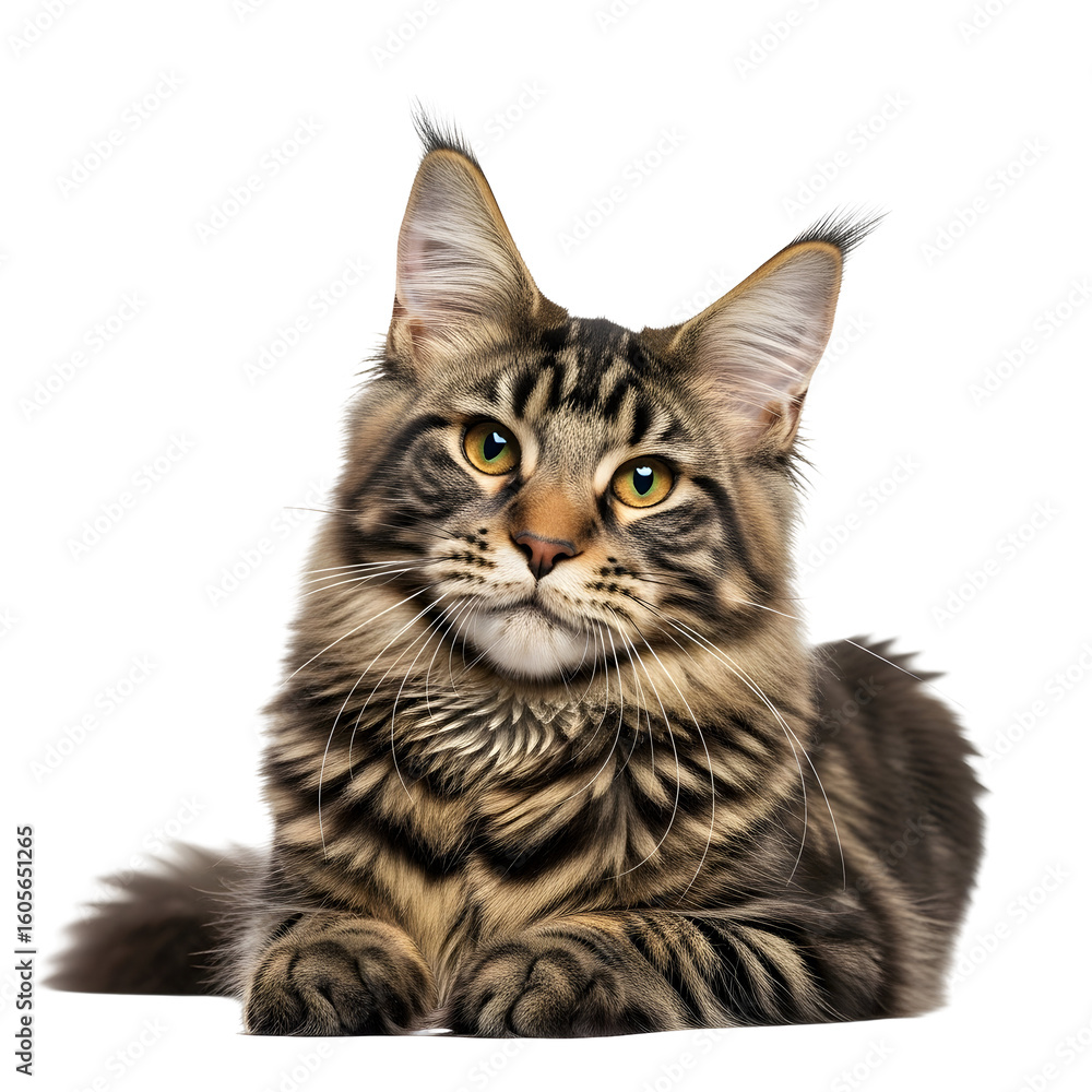 Fototapeta premium Maine Coon Cat Portrait Looking Directly at Camera.
