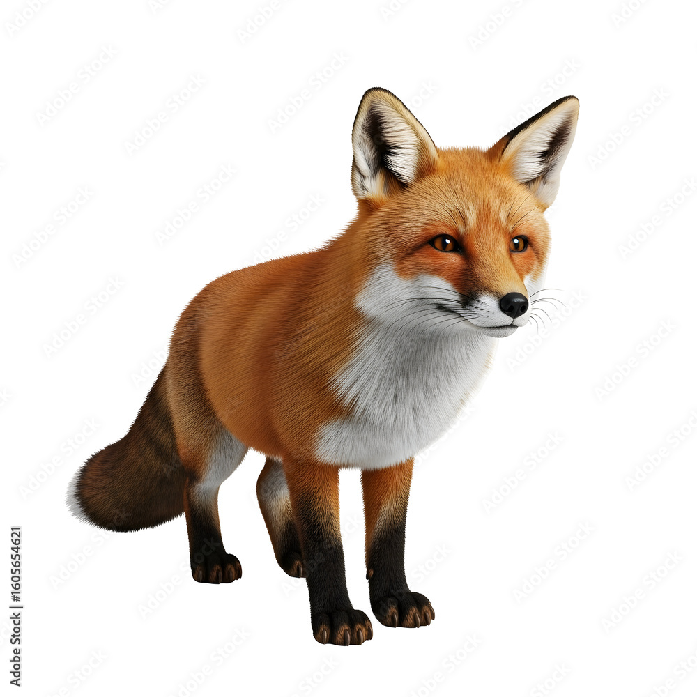 Fototapeta premium Red Fox in Profile View Detailed Fur.
