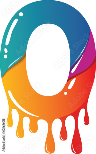 alphabet letter O with dripping colors