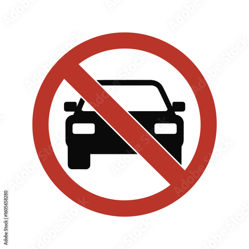 No cars allowed sign with red circle and diagonal line
