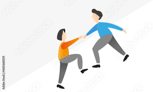 Help and support to climbing employee from mentor or leader hand