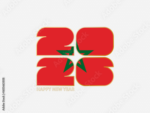 Abstract numbers 2026 with flag of Morocco.