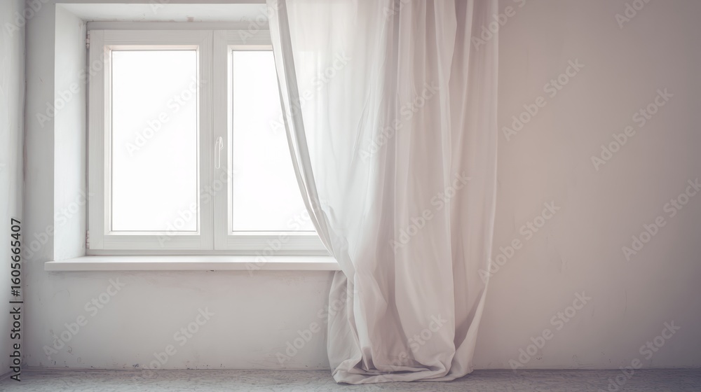 © SHI - Closed PVC window in a softly lit room with a clean and simple composition. © SHI - Closed PVC window in a softly lit room with a clean and simple composition.