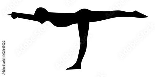 Silhouette of a person performing a yoga balancing pose.