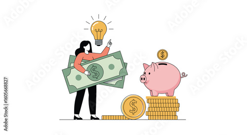 Illustrating financial growth and saving strategies for personal wealth accumulation and investment opportunities