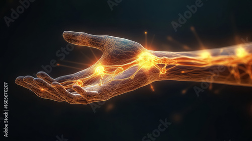 An elderly patient experiences peripheral neuropathy pain related to Guillain-Barr� Syndrome, showing numbness and muscle weakness in their hands.