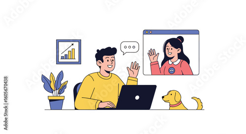 Engaging in virtual communication through digital platforms connecting people across distances for collaboration and social interaction