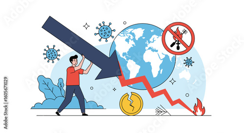 Global economic downturn driven by pandemic effects and market instability causing widespread financial crisis