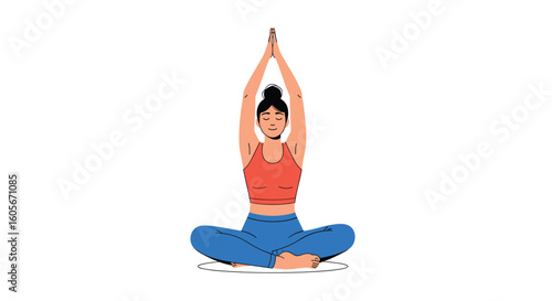 A person meditating gracefully with hands raised in a peaceful yoga pose promoting inner calm and well being