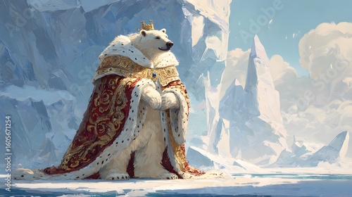Majestic Polar Bear in Regal Attire: A Stunning Arctic Fantasy