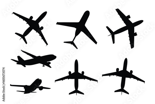 Aviation Silhouette: A collection of silhouettes representing different aircraft, showcasing their sleek profiles against a backdrop of aviation.