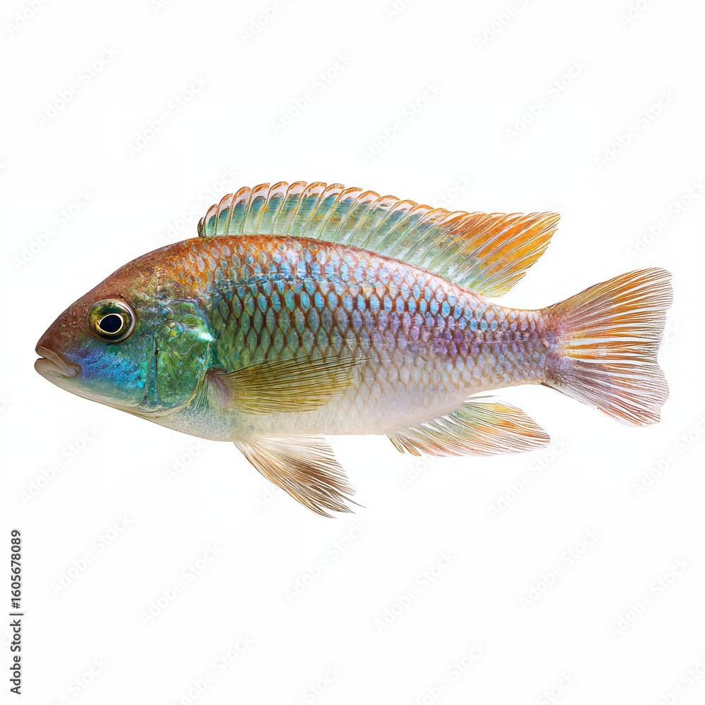 A stunning tropical fish with iridescent scales, captured in high definition. The fish showcases a vibrant spectrum of colors and intricate details A stunning tropical fish with iridescent scales, captured in high definition. The fish showcases a vibrant spectrum of colors and intricate details