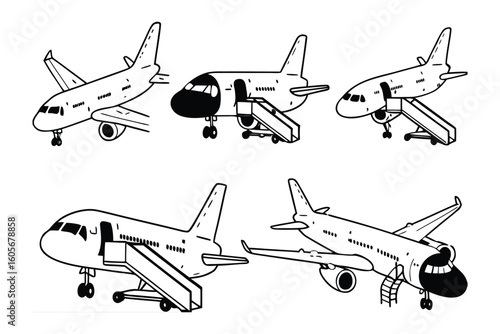 Illustrative Airplane Collection: A detailed illustrative collection featuring a diverse range of aircraft, meticulously designed for versatility and visual appeal.
