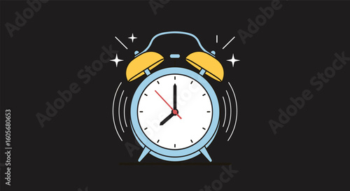 Retro alarm clock rings loudly waking everyone up for the morning
