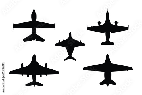 Aviation Silhouette Spectacle: A captivating collection of diverse aircraft silhouettes soaring against a seamless backdrop. Each silhouette, a bold declaration of power and freedom.