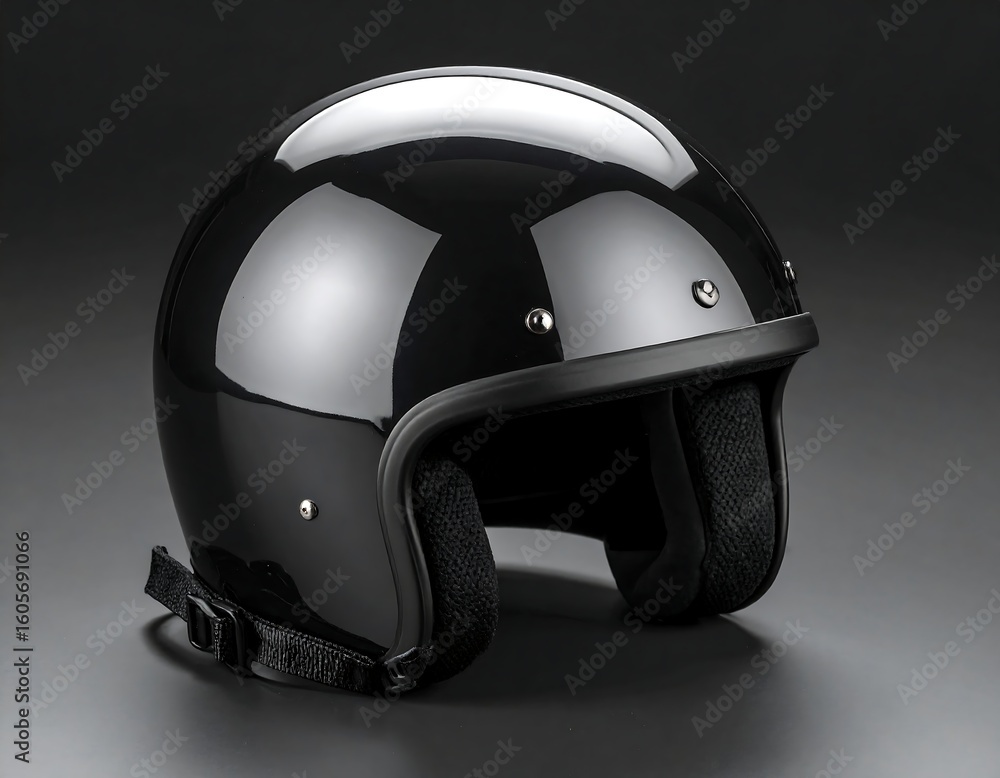 Fototapeta premium Glossy black motorcycle helmet