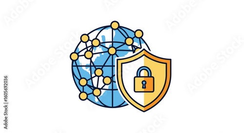 Global network security protecting data and digital connections worldwide safely
