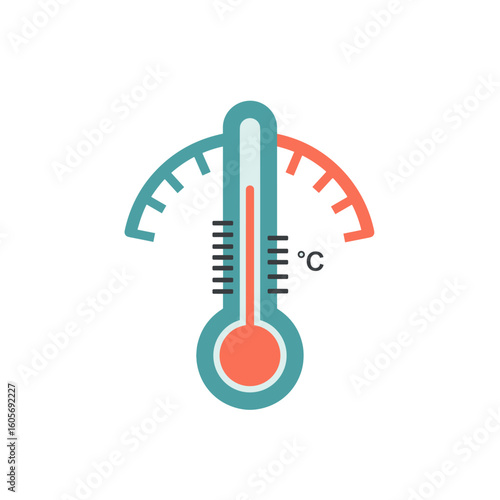 Car Thermometer Showing Temperature in Celsius, Colorful Design. Climate Control, Technology. For Automotive Industry, Weather Forecasts, Smart Systems