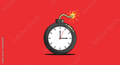 Explosive clock countdown timer danger concept art illustration