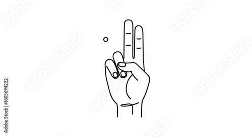 Illustrative hand gesture depicting two fingers raised high above the palm