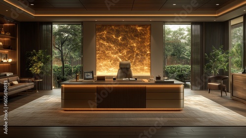 Wallpaper Mural Elegant Modern Office Design with Soft Lighting and Natural Decor Torontodigital.ca