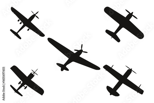 Silhouettes of Aerial Precision: A striking pattern of silhouetted planes showcases aviation's grace, perfect for adding a touch of flight to any design.